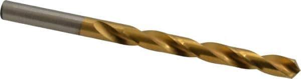 Hertel - 19/64" 118° High Speed Steel Jobber Drill - TiN Finish, Right Hand Cut, Spiral Flute, Straight Shank, 4-3/8" OAL, Standard Point - Apex Tool & Supply