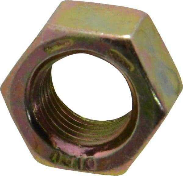 Value Collection - 3/8-24 UNF Steel Right Hand Hex Nut - 9/16" Across Flats, 21/64" High, Zinc Yellow Dichromate Finish - Apex Tool & Supply