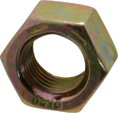 Value Collection - 3/8-24 UNF Steel Right Hand Hex Nut - 9/16" Across Flats, 21/64" High, Zinc Yellow Dichromate Finish - Apex Tool & Supply