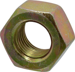 Value Collection - 7/16-20 UNF Steel Right Hand Hex Nut - 11/16" Across Flats, 3/8" High, Zinc Yellow Dichromate Finish - Apex Tool & Supply