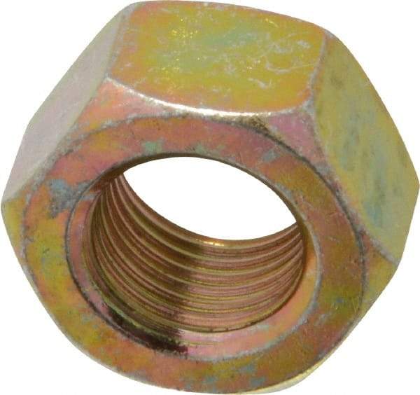 Value Collection - 9/16-18 UNF Steel Right Hand Hex Nut - 7/8" Across Flats, 31/64" High, Zinc Yellow Dichromate Finish - Apex Tool & Supply