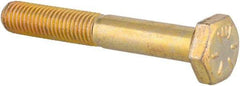 Made in USA - 1/4-28 UNF, 1-3/4" Length Under Head Hex Head Cap Screw - Partially Threaded, Grade 8 Alloy Steel, Zinc Yellow Dichromate Finish, 1/2" Hex - Apex Tool & Supply