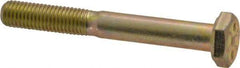 Made in USA - 1/4-28 UNF, 2" Length Under Head Hex Head Cap Screw - Partially Threaded, Grade 8 Alloy Steel, Zinc Yellow Dichromate Finish, 1/2" Hex - Apex Tool & Supply