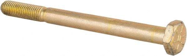 Made in USA - 1/4-28 UNF, 3" Length Under Head Hex Head Cap Screw - Partially Threaded, Grade 8 Alloy Steel, Zinc Yellow Dichromate Finish, 1/2" Hex - Apex Tool & Supply