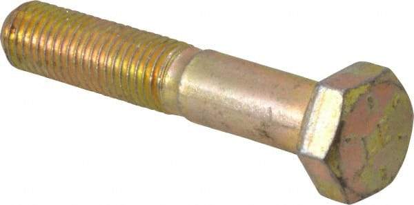 Made in USA - 5/16-24 UNF, 1-3/4" Length Under Head Hex Head Cap Screw - Partially Threaded, Grade 8 Alloy Steel, Zinc Yellow Dichromate Finish, 1/2" Hex - Apex Tool & Supply