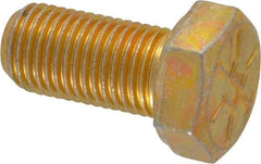 Made in USA - 3/8-24 UNF, 3/4" Length Under Head Hex Head Cap Screw - Fully Threaded, Grade 8 Alloy Steel, Zinc Yellow Dichromate Finish, 9/16" Hex - Apex Tool & Supply