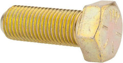 Made in USA - 3/8-24 UNF, 1" Length Under Head Hex Head Cap Screw - Fully Threaded, Grade 8 Alloy Steel, Zinc Yellow Dichromate Finish, 9/16" Hex - Apex Tool & Supply