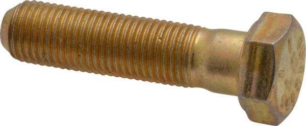 Made in USA - 3/8-24 UNF, 1-1/2" Length Under Head Hex Head Cap Screw - Partially Threaded, Grade 8 Alloy Steel, Zinc Yellow Dichromate Finish, 9/16" Hex - Apex Tool & Supply