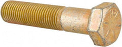 Made in USA - 3/8-24 UNF, 1-3/4" Length Under Head Hex Head Cap Screw - Partially Threaded, Grade 8 Alloy Steel, Zinc Yellow Dichromate Finish, 9/16" Hex - Apex Tool & Supply