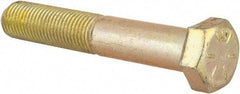 Made in USA - 3/8-24 UNF, 2-1/4" Length Under Head Hex Head Cap Screw - Partially Threaded, Grade 8 Alloy Steel, Zinc Yellow Dichromate Finish, 9/16" Hex - Apex Tool & Supply