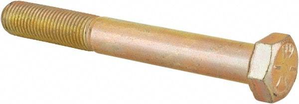 Made in USA - 3/8-24 UNF, 3" Length Under Head Hex Head Cap Screw - Partially Threaded, Grade 8 Alloy Steel, Zinc Yellow Dichromate Finish, 9/16" Hex - Apex Tool & Supply