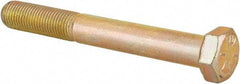 Made in USA - 3/8-24 UNF, 3" Length Under Head Hex Head Cap Screw - Partially Threaded, Grade 8 Alloy Steel, Zinc Yellow Dichromate Finish, 9/16" Hex - Apex Tool & Supply