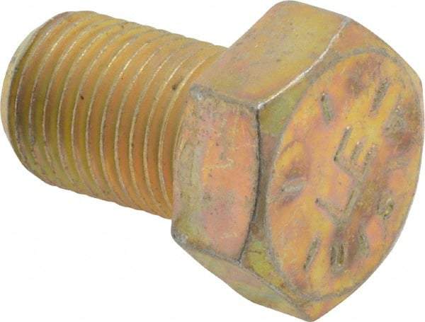 Made in USA - 1/2-20 UNF, 3/4" Length Under Head Hex Head Cap Screw - Fully Threaded, Grade 8 Alloy Steel, Zinc Yellow Dichromate Finish, 3/4" Hex - Apex Tool & Supply
