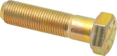 Made in USA - 1/2-20 UNF, 2" Length Under Head Hex Head Cap Screw - Partially Threaded, Grade 8 Alloy Steel, Zinc Yellow Dichromate Finish, 3/4" Hex - Apex Tool & Supply