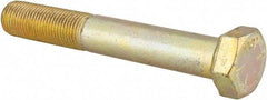 Made in USA - 1/2-20 UNF, 3-1/2" Length Under Head Hex Head Cap Screw - Partially Threaded, Grade 8 Alloy Steel, Zinc Yellow Dichromate Finish, 3/4" Hex - Apex Tool & Supply