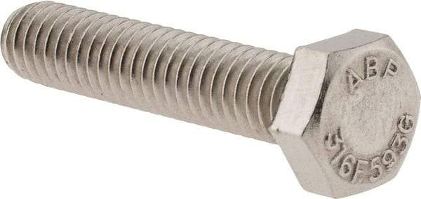 Value Collection - 5/16-18 UNC, 1-1/2" Length Under Head Hex Head Cap Screw - Fully Threaded, Grade 316 Stainless Steel, Uncoated, 1/2" Hex - Apex Tool & Supply