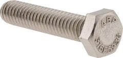 Value Collection - 5/16-18 UNC, 1-1/2" Length Under Head Hex Head Cap Screw - Fully Threaded, Grade 316 Stainless Steel, Uncoated, 1/2" Hex - Apex Tool & Supply