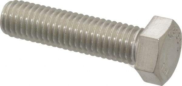 Value Collection - 1/2-13 UNC, 2" Length Under Head Hex Head Cap Screw - Fully Threaded, Grade 316 Stainless Steel, Uncoated, 3/4" Hex - Apex Tool & Supply