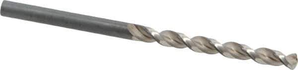 Guhring - 4.2mm 130° High Speed Steel Jobber Drill - Bright Finish, Right Hand Cut, Parabolic Flute, Straight Shank, 2-61/64" OAL, Standard Point - Apex Tool & Supply