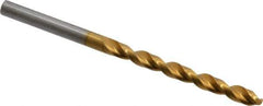 Guhring - #4 130° High Speed Steel Jobber Drill - TiN Finish, Right Hand Cut, Parabolic Flute, Straight Shank, 3-21/32" OAL, Standard Point - Apex Tool & Supply