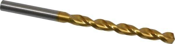 Guhring - Letter H 130° High Speed Steel Jobber Drill - TiN Finish, Right Hand Cut, Parabolic Flute, Straight Shank, 4-9/32" OAL, Standard Point - Apex Tool & Supply