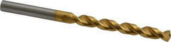 Guhring - Letter G 130° High Speed Steel Jobber Drill - TiN Finish, Right Hand Cut, Parabolic Flute, Straight Shank, 3-31/32" OAL, Standard Point - Apex Tool & Supply