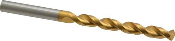 Guhring - Letter L 130° High Speed Steel Jobber Drill - TiN Finish, Right Hand Cut, Parabolic Flute, Straight Shank, 4-9/32" OAL, Standard Point - Apex Tool & Supply