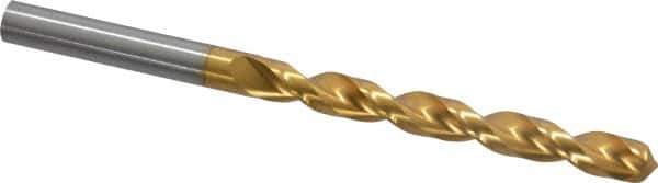 Guhring - Letter N 130° High Speed Steel Jobber Drill - TiN Finish, Right Hand Cut, Parabolic Flute, Straight Shank, 4-19/32" OAL, Standard Point - Apex Tool & Supply