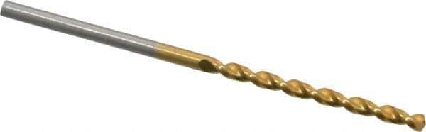 Guhring - #51 130° Cobalt Jobber Drill - TiN Finish, Right Hand Cut, Parabolic Flute, Straight Shank, 1-11/16" OAL, Standard Point - Apex Tool & Supply