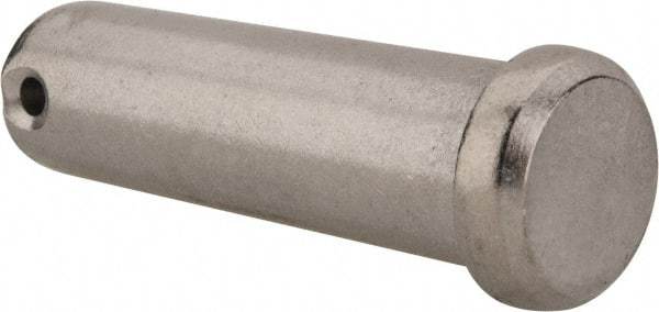 Made in USA - 3/4" Pin Diam, 2-1/2" OAL, Standard Clevis Pin - 5/32" Hole, 2-11/32" Usable Length, Uncoated Stainless Steel - Apex Tool & Supply