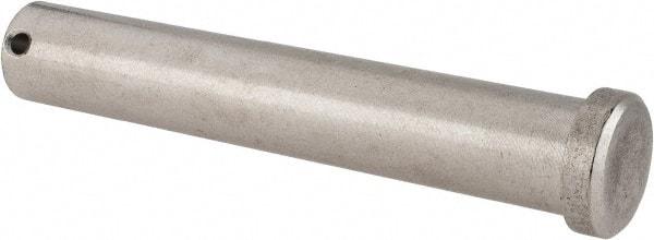 Made in USA - 3/4" Pin Diam, 4-1/2" OAL, Standard Clevis Pin - 5/32" Hole, 4-11/32" Usable Length, Uncoated Stainless Steel - Apex Tool & Supply