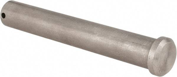 Made in USA - 3/4" Pin Diam, 5" OAL, Standard Clevis Pin - 5/32" Hole, 4-27/32" Usable Length, Uncoated Stainless Steel - Apex Tool & Supply