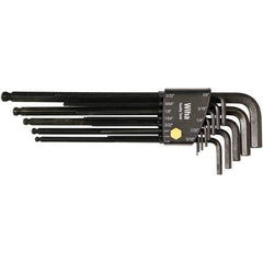 Wiha - 13 Piece, L-Key Long Arm Ball End Hex Key Set - 0.05 to 3/8" Range, Chrome Vanadium Molybdenum - Apex Tool & Supply