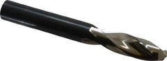 Guhring - 7/16" 130° Parabolic Flute High Speed Steel Screw Machine Drill Bit - Bright Finish, Right Hand Cut, 1-27/32" Flute Length, 3-3/4" OAL, Standard Point, Straight Shank - Apex Tool & Supply
