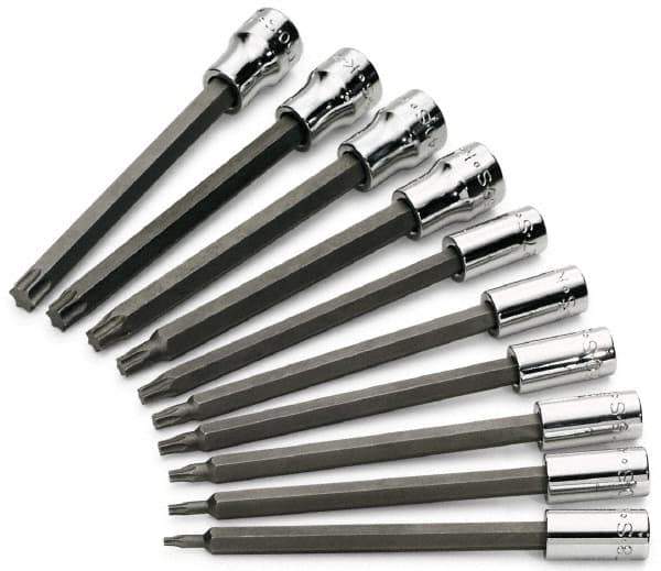 SK - 10 Piece 1/4 & 3/8" Drive Torx Bit Socket Set - T8 to T50 Torx - Apex Tool & Supply