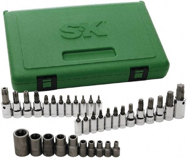 SK - 35 Piece 1/4, 3/8 & 1/2" Drive Torx Bit Socket Set - T7 to T60 Torx - Apex Tool & Supply