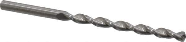 Guhring - #8 130° Solid Carbide Jobber Drill - Bright Finish, Right Hand Cut, Parabolic Flute, Straight Shank, 3-5/8" OAL, Standard Point - Apex Tool & Supply