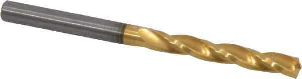 Guhring - 5/32" 150° Solid Carbide Jobber Drill - TiN Finish, Right Hand Cut, Spiral Flute, Straight Shank, 2-5/32" OAL, Standard Point - Apex Tool & Supply