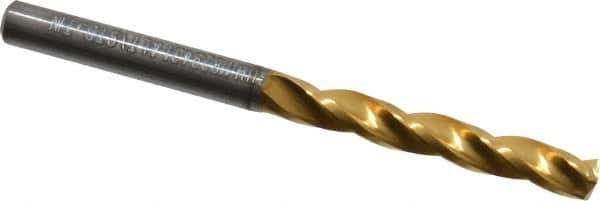 Guhring - 11/64" 150° Solid Carbide Jobber Drill - TiN Finish, Right Hand Cut, Spiral Flute, Straight Shank, 2-9/32" OAL, Standard Point - Apex Tool & Supply