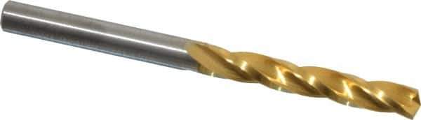 Guhring - 3/16" 150° Solid Carbide Jobber Drill - TiN Finish, Right Hand Cut, Spiral Flute, Straight Shank, 2-7/16" OAL, Standard Point - Apex Tool & Supply
