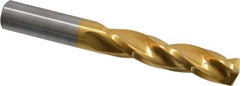 Guhring - 1/2" 150° Solid Carbide Jobber Drill - TiN Finish, Right Hand Cut, Spiral Flute, Straight Shank, 4" OAL, Standard Point - Apex Tool & Supply