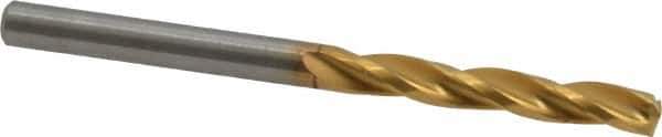 Guhring - #25 150° Solid Carbide Jobber Drill - TiN Finish, Right Hand Cut, Spiral Flute, Straight Shank, 2.165" OAL, Standard Point - Apex Tool & Supply