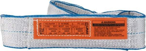 Lift-All - 3' Long x 3" Wide, 4,800 Lb Vertical Capacity, 1 Ply, Polyester Web Sling - 3,800 Lb Choker Capacity, Silver (Color) - Apex Tool & Supply