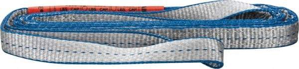 Lift-All - 6' Long x 1" Wide, 3,200 Lb Vertical Capacity, 2 Ply, Polyester Web Sling - 2,500 Lb Choker Capacity, Silver (Color) - Apex Tool & Supply