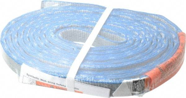 Lift-All - 20' Long x 1" Wide, 3,200 Lb Vertical Capacity, 2 Ply, Polyester Web Sling - 2,500 Lb Choker Capacity, Silver (Color) - Apex Tool & Supply