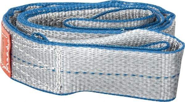 Lift-All - 4' Long x 2" Wide, 6,400 Lb Vertical Capacity, 2 Ply, Polyester Web Sling - 5,000 Lb Choker Capacity, Silver (Color) - Apex Tool & Supply