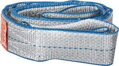 Lift-All - 4' Long x 2" Wide, 6,400 Lb Vertical Capacity, 2 Ply, Polyester Web Sling - 5,000 Lb Choker Capacity, Silver (Color) - Apex Tool & Supply