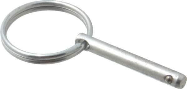 Gibraltar - 3/16" Pin Diam, 1-3/16" Long, Zinc Plated Steel Ball Lock Hitch Pin - 1" Usable Length - Apex Tool & Supply
