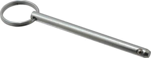 Gibraltar - 1/4" Pin Diam, 3-1/4" Long, Zinc Plated Steel Ball Lock Hitch Pin - 3" Usable Length - Apex Tool & Supply