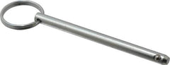 Gibraltar - 1/4" Pin Diam, 3-1/4" Long, Zinc Plated Steel Ball Lock Hitch Pin - 3" Usable Length - Apex Tool & Supply
